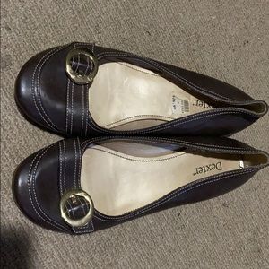 Brown flats with gold buckle